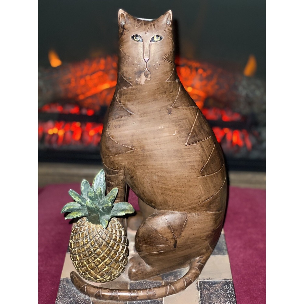 David Harden Cat and Pineapple Resin Sculpture.‎